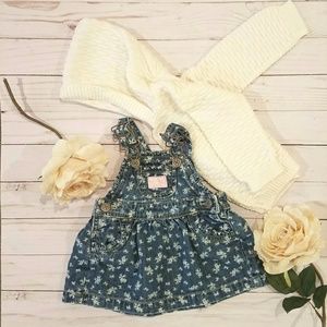 Denim Oshgosh overall dress with sweater